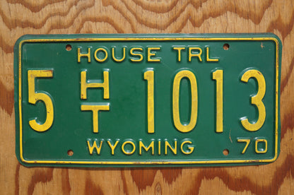 1970 Green Wyoming House Trailer License Plate # 5 - 1013 Albany County