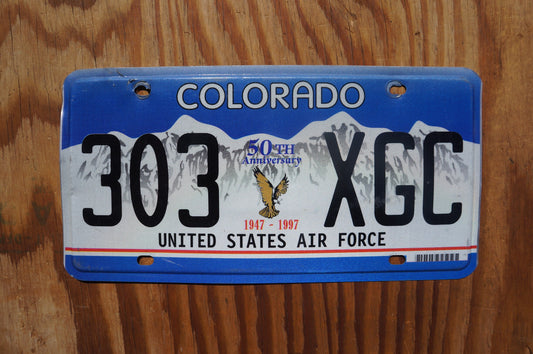 Colorado US AIR FORCE Blue Eagle License Plate -  50th Anniversary 1947 - 1997