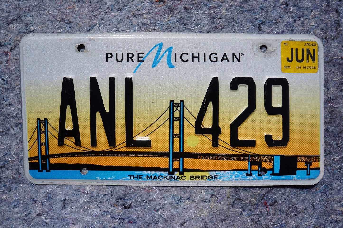 2022 Michigan THE MACKINAC BRIDGE Orange License Plate