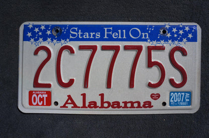 2007 Alabama Stars Fell On Alabama License Plate # 2C7775S