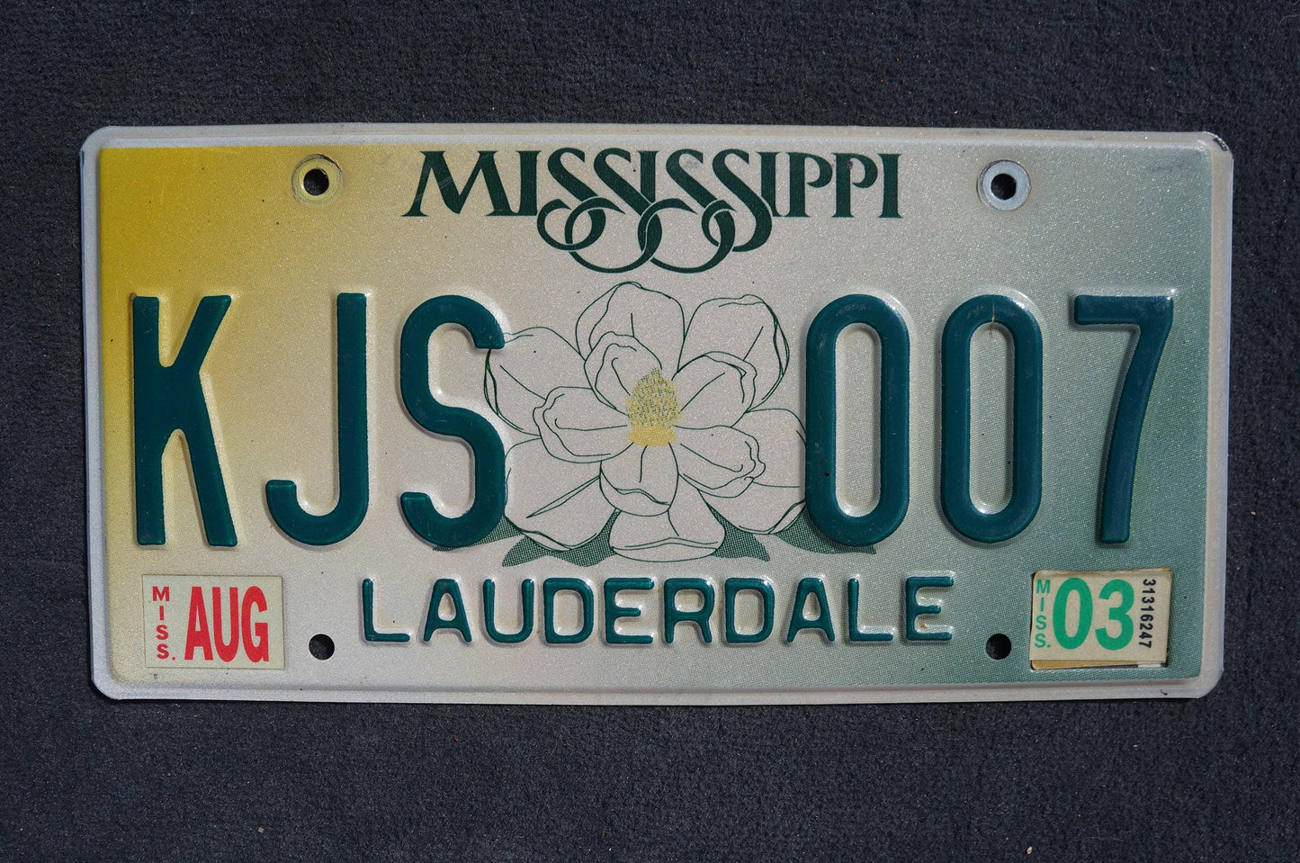 Mississippi Large Magnolia License Plate - KJS 007