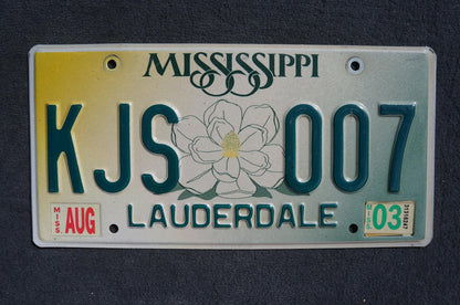 Mississippi Large Magnolia License Plate - KJS 007
