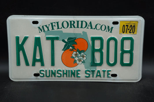 2020 Florida Double Oranges License Plate # KAT B08 - Cat Kate Katie Katherine