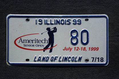1999 Illinois Ameritech Senior Open Gulf Convention License Plate # 80