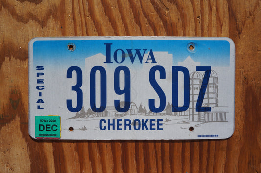 2020 Iowa SPECIAL License Plate # 309 SDZ