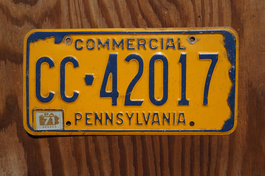 1971 Pennsylvania Commercial Yellow Vintage License Plate