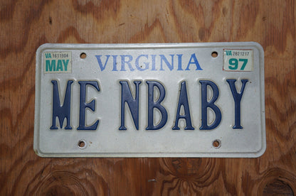 1997 Virginia Me And BABY Vanity License Plate # ME NBABY