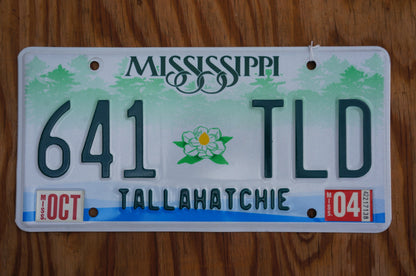 Mississippi MAGNOLIA Flower Green Graphic License Plate Tags GOOD Condition