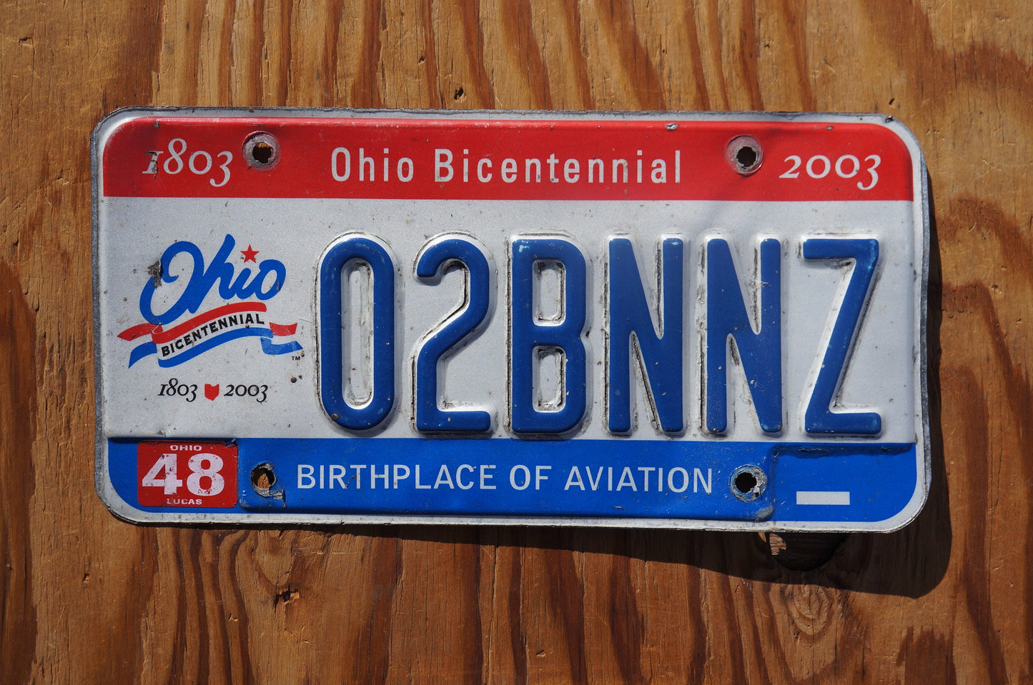 2003 OHIO Vanity Bicentennial License Plate - O2BNNZ - Oh to Be In New Zealand