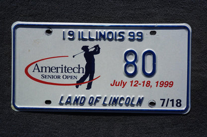 1999 Illinois Ameritech Senior Open Gulf Convention License Plate # 80