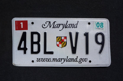 2008 Maryland Vintage License Plate # 4BL V19