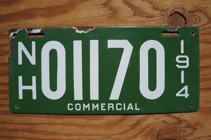 1914 New Hampshire PORCELAIN COMMERCIAL License Plate