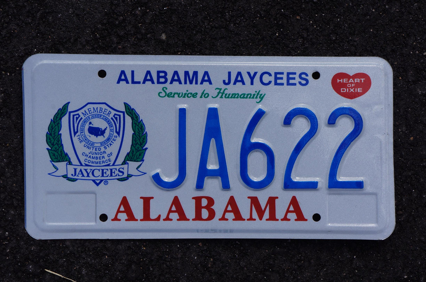 Alabama JAYCEES Service to Humanity License Plate