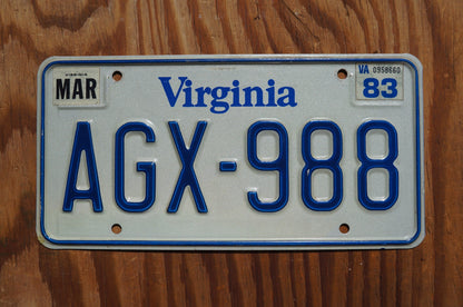 1983 Virginia Vintage White License Plate