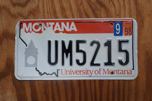 1998 Montana License Plate University of Montana