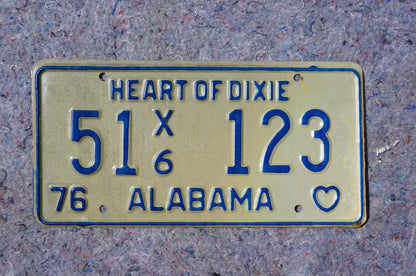 1976 Alabama Vintage License Plate # 51 - 123