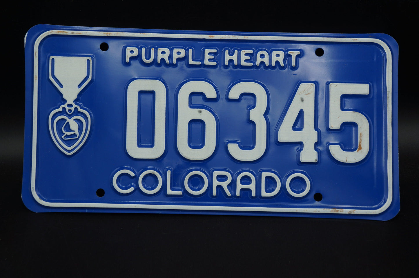 Colorado PURPLE HEART Injured Military License Plate - Nice Original