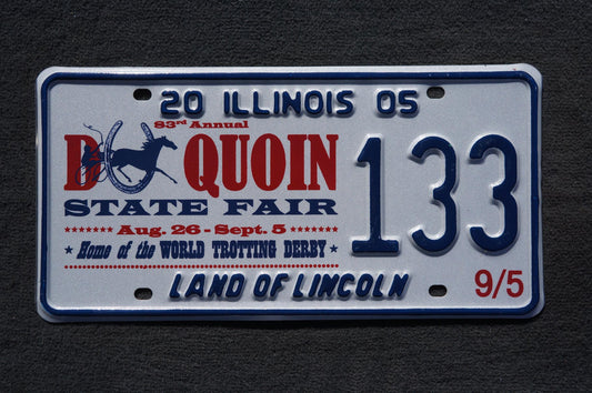 2005 Illinois Du Quoin state fair Convention License Plate # 133 Horse Trot