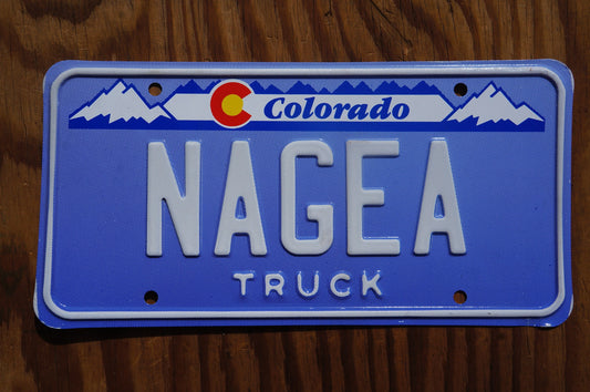 Colorado Vanity Blue License Plate - NAGEA