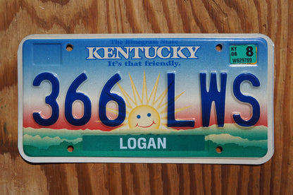2006 Kentucky smiling sun cloud License Plate - It's that friendly