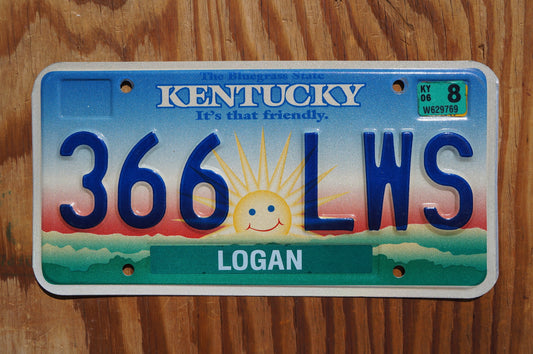2006 Kentucky smiling sun cloud License Plate - It's that friendly