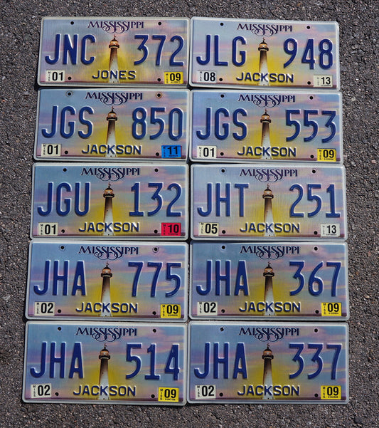 Bulk MISSISSIPPI LICENSE PLATES - LIGHTHOUSE Graphic GOOD License Plate Tags