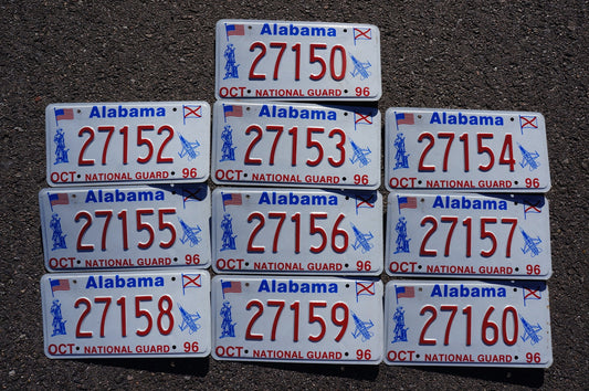 LOT OF 10 - ALABAMA NATIONAL GUARD Graphic License Plate Tags Minuteman Plane