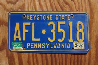 2001 2002 Pennsylvania KEYSTONE STATE Blue License Plate