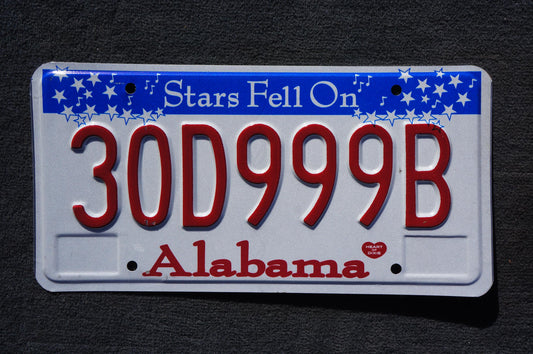 Alabama Stars Fell On Alabama License Plate #30D999B