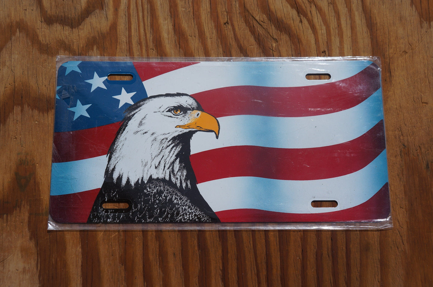 Vintage Front License Plate AMERICAN FLAG EAGLE