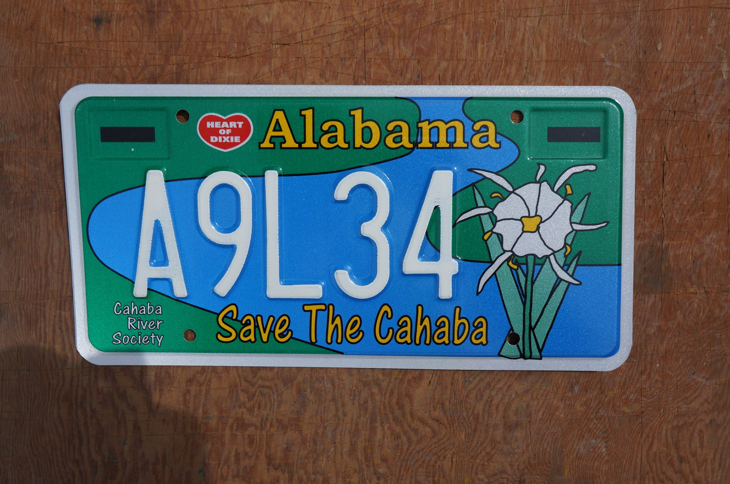 Alabama SAVE THE CAHABA Flower Graphic License Plate