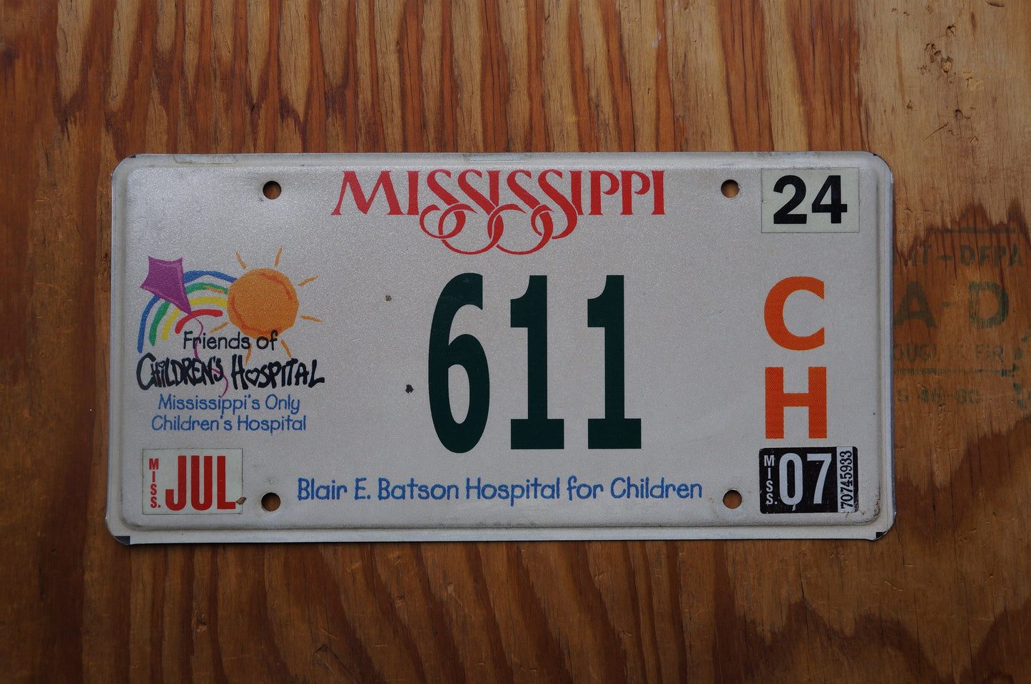 2007 Mississippi Children's Hospital License Plate