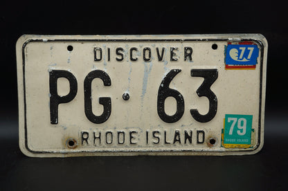1977 1979 Rhode Island Vintage License Plate # PG - 63