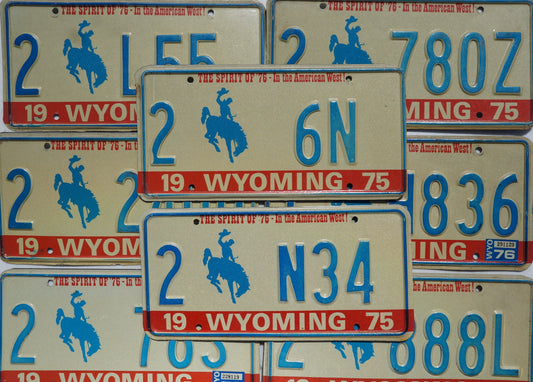 One or More 1975 1976 1977 WYOMING State BICENTENNIAL License Plate Tags