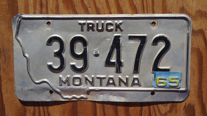 1965 Montana TRUCK Silver License Plate State Shape # 39 - 472