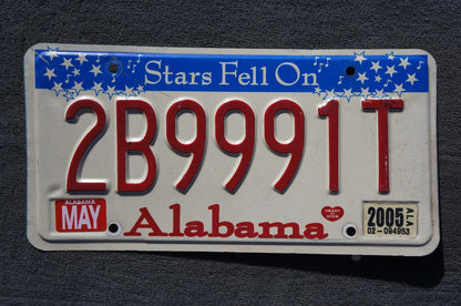 2005 Alabama Stars Fell On Alabama License Plate #2B9991T