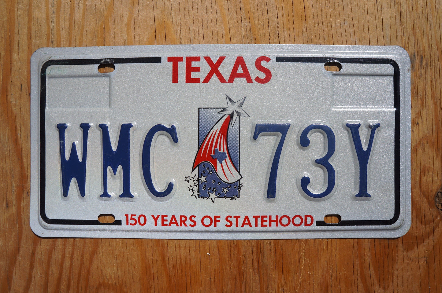 Texas Star Flag Embossed License Plate - 150 Years Of Statehood