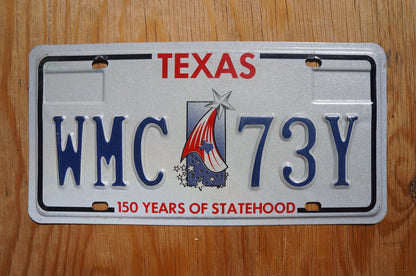 Texas Star Flag Embossed License Plate - 150 Years Of Statehood