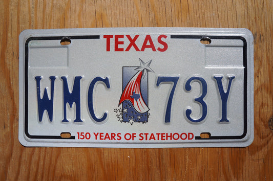 Texas Star Flag Embossed License Plate - 150 Years Of Statehood