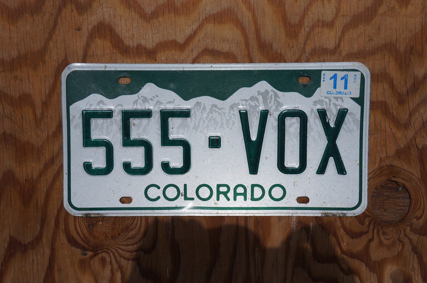 2011 Colorado Snow Mountains Green License Plates # 555 - VOX