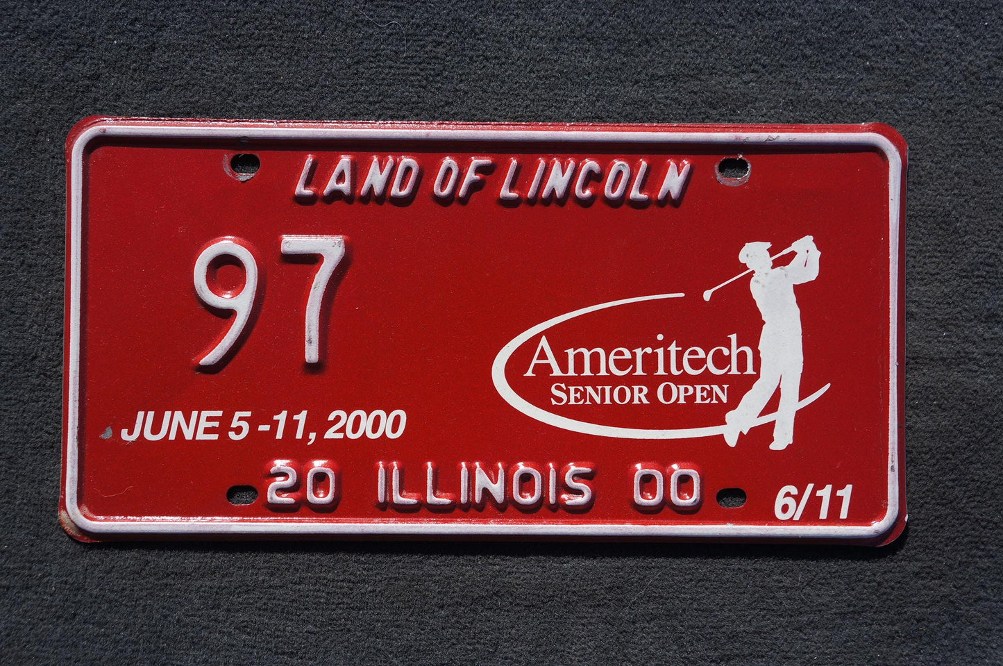 2000 Illinois Ameritech Senior Open Gulf Convention License Plate # 97