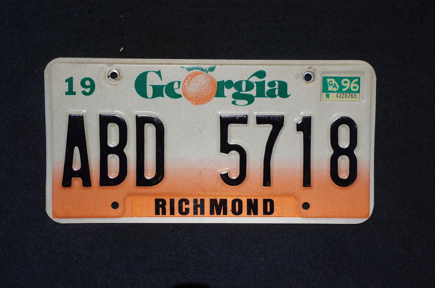 1996 Georgia Peach License Plate RICHMOND County