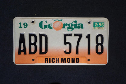 1996 Georgia Peach License Plate RICHMOND County