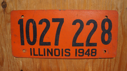 1948 Illinois FIBER BOARD Orange License Plate