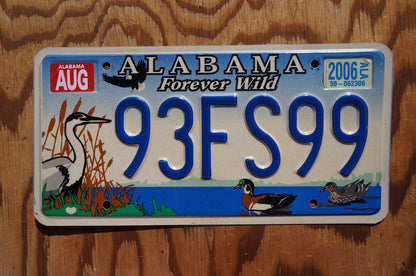 Alabama FOREVER WILD License Plate  - Crane lake bird duck Graphic
