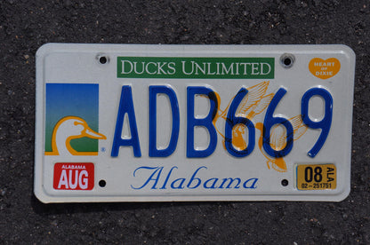 2008 Alabama DUCKS UNLIMITED License Plate