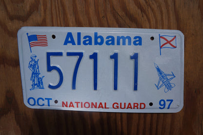 1997 Alabama National Guard Soldier Airplane Flag License Plate # 57111