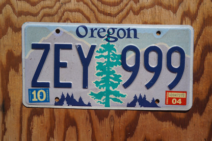 2004 Oregon License Plate # ZEY 999