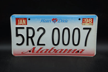 1998 Alabama HEART OF DIXIE License Plate #5R2 0007
