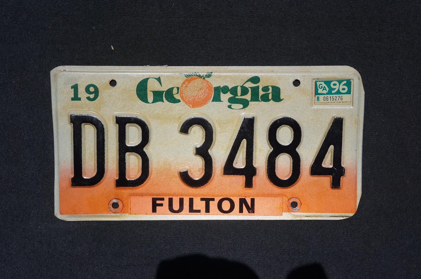 1996 Georgia Peach License Plate FULTON County